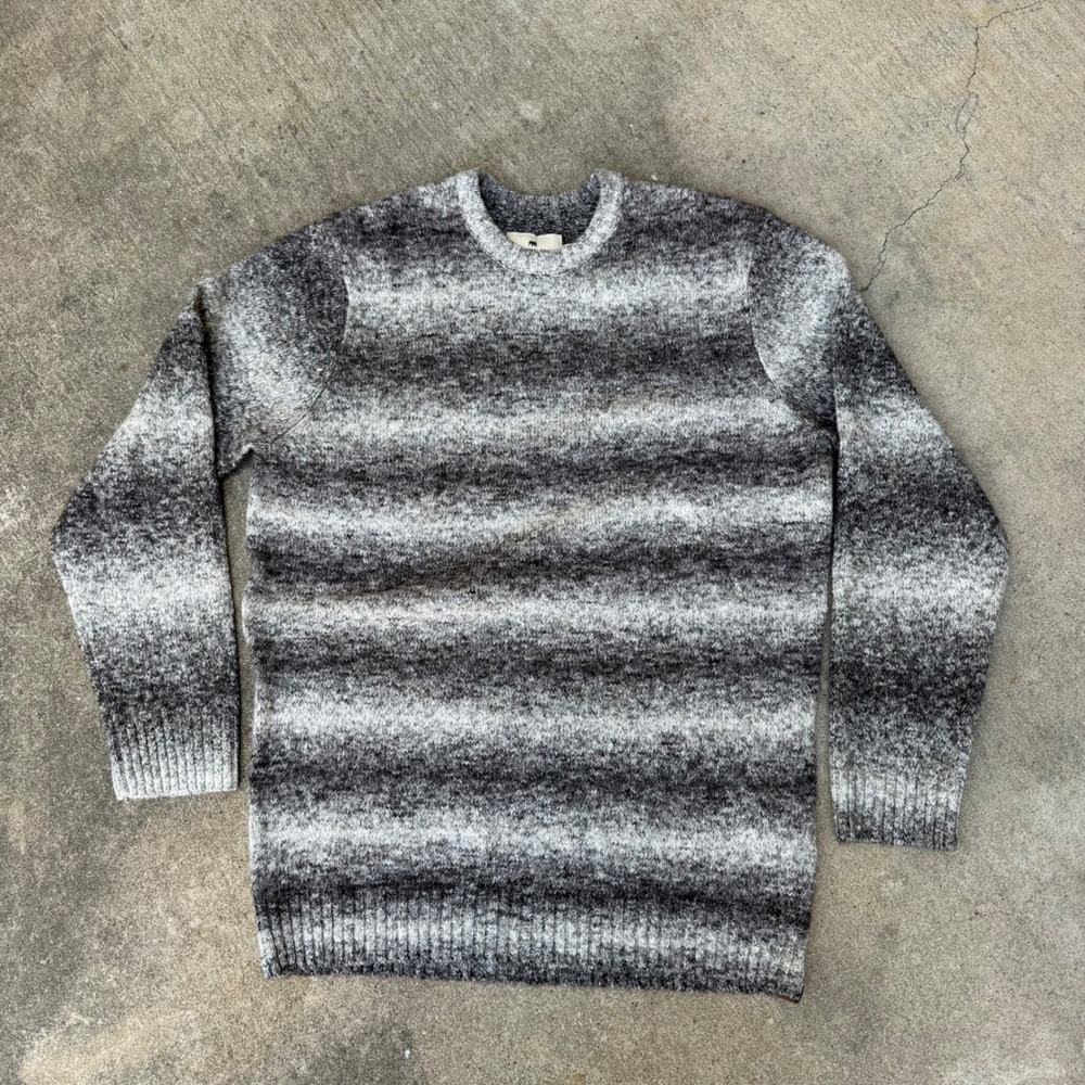 The Normal Brand Mens Space Dye Ombre Crewneck Sweater Grey Black Large